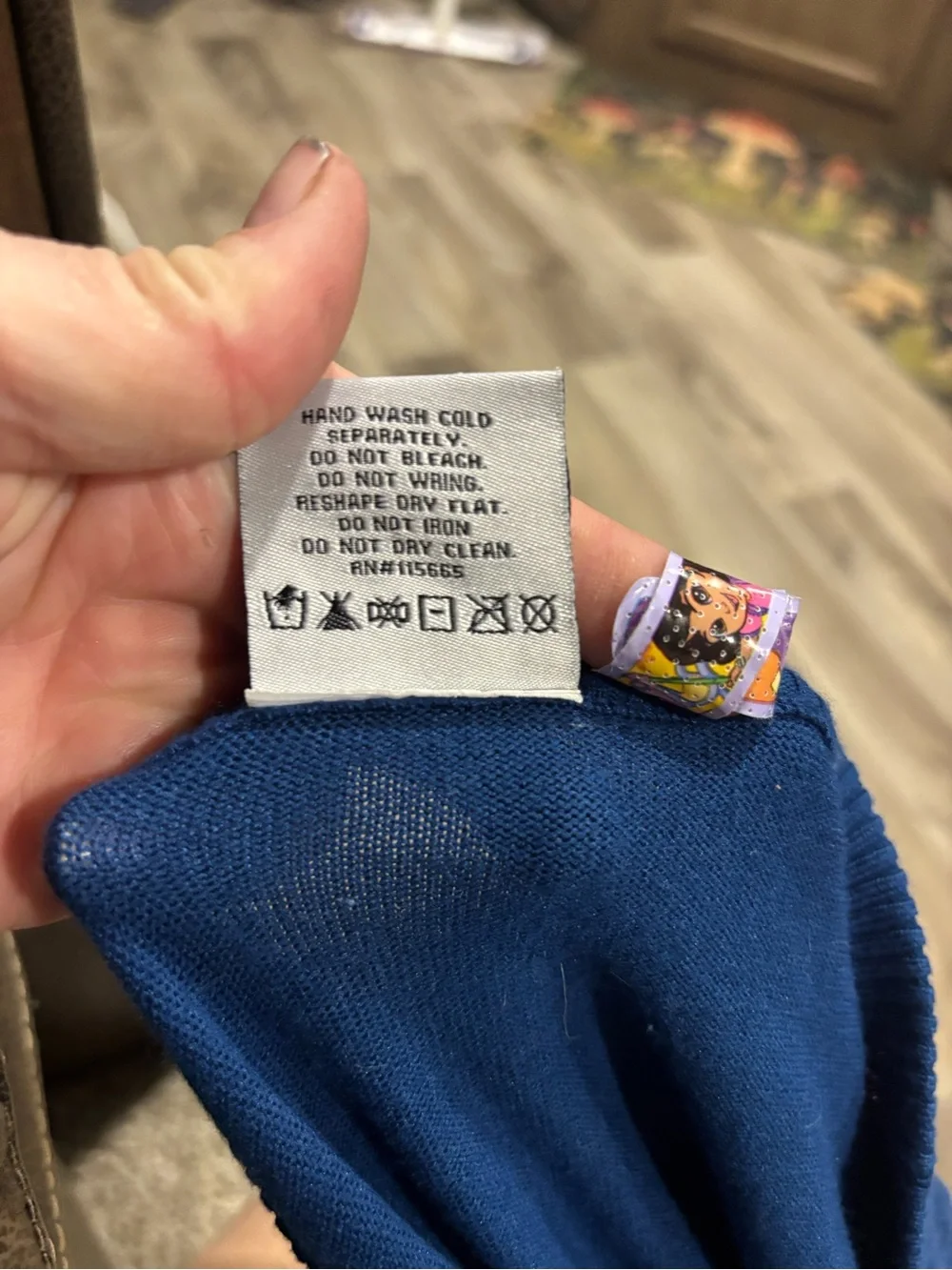 Women's Blue V-Neck Button Cardigan with Crest Detail